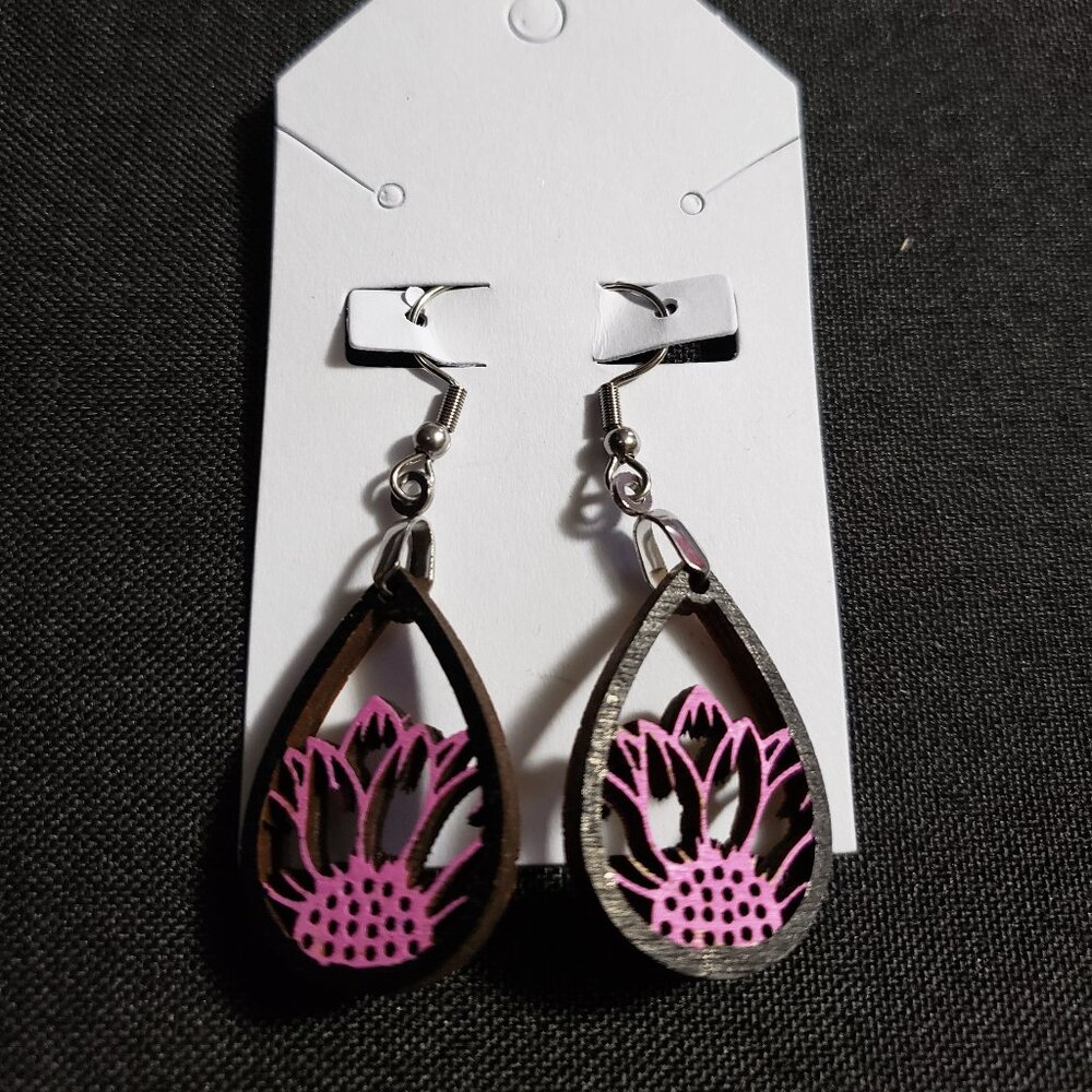 Wooden Earrings with Stainless Steel Hardwear